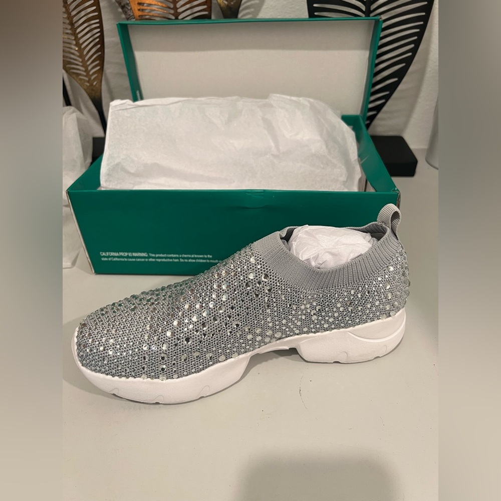 Lauren Lorraine Sliver Rhinestone Sneakers